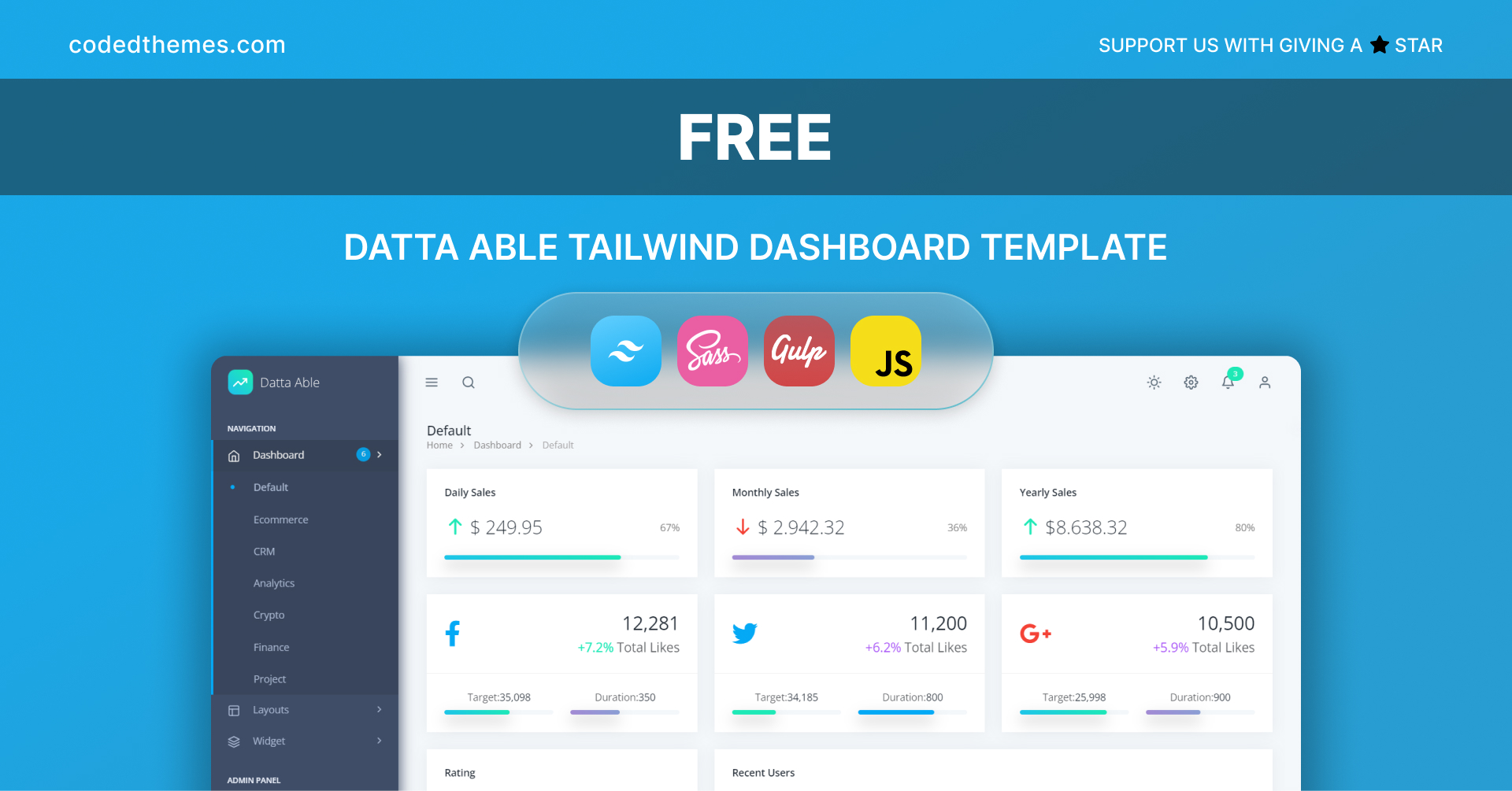 Datta Able Free Admin Template Preview Image